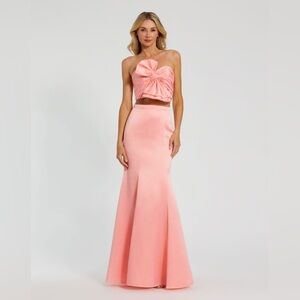 Mac Duggal Pink Strapless Bow Top and Mermaid Skirt 2 Piece Set